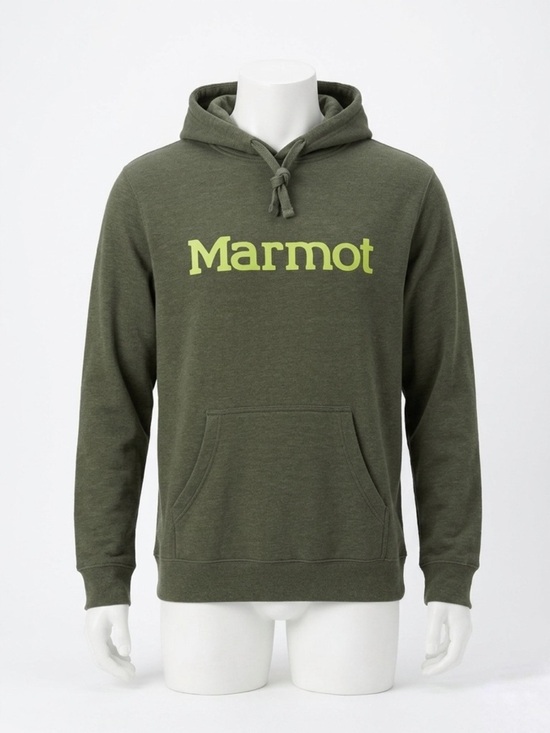 Marmot Other - Marmot Men’s Coastal Pullover Hoodie Olive Green Lime Logo Size Large